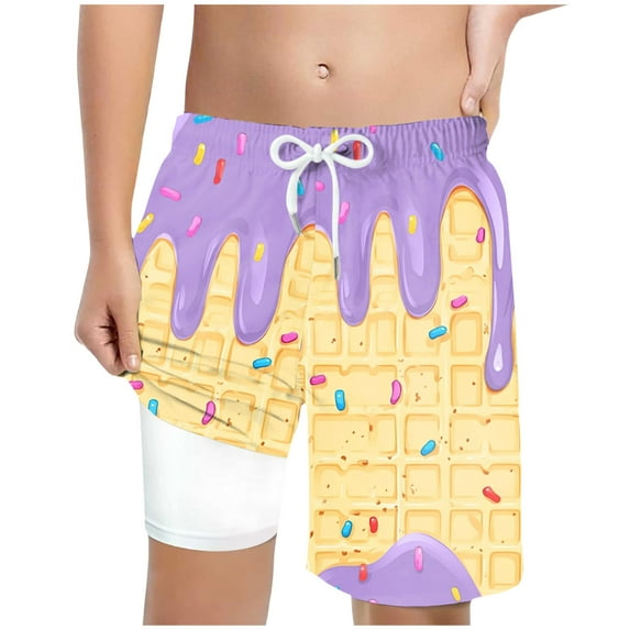 JUMEYU Boy Swimsuit Boys Swim Trunks Board Shorts Teen Boys Swimsuit Quick Dry Swimwear Swimming Shorts Bathing Suit Size 10-13 (Purple,10-13 Years)