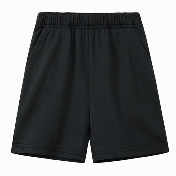 JUMEYU Boy Uniform Shorts Boy's Athletic Shorts Kids Kid Active Performance Basketball Shorts with Pockets Elastic Waistband 5T 6T (Black,5-6 Years)