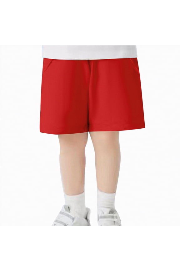Boys Active Shorts Toddler Baby Boys Girls Athletic Shorts Cotton Solid Color with Drawstring 4t 5t (Red,4-5 Years)