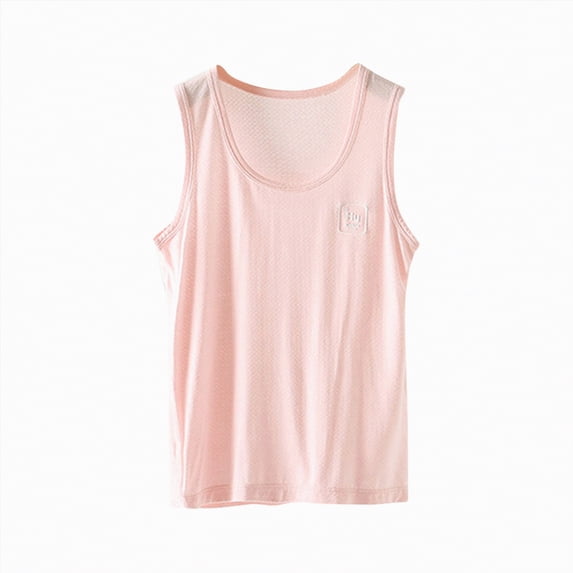 JUMEYU Boys Athletic Shirts Boy's Sleeveless Crew Neck Casual Solid Tank Top Size 8-9 (Pink,8-9 Years)