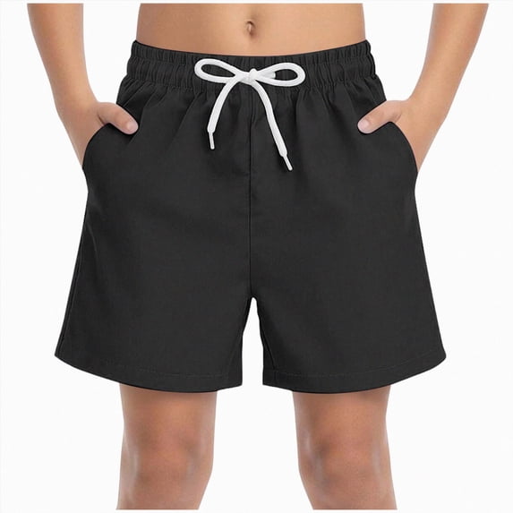JUMEYU Boys Athletic Shorts Slim Boys Active Performance Mesh Style Basketball Sport Shorts Size 13-14 (Black,13-14 Years)