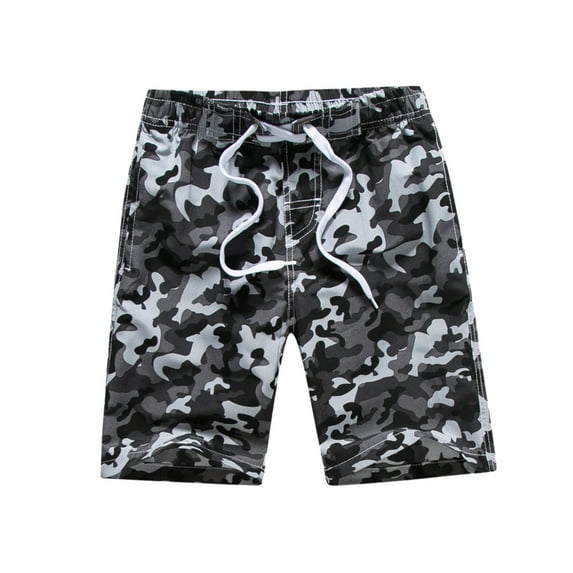 JUMEYU Boys Bathing Suit Boys Swim Trunks Quick Dry Waterproof Surfing Board Shorts Drawstring Elastic Waist with Mesh Lining Size 8-9 (Grey,8-9 Years)