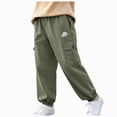 thumbnail image 1 of JUMEYU Boys Cargo Pants Baggy Cargo Joggers Pants for Big Boys Elastic Waist Casual Jogging Trousers Bottom for Kids Size 10-11 (Green,10-11 Years), 1 of 7