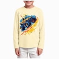 thumbnail image 1 of JUMEYU Boys Graphic Tees Boys Girls Graphic Printed T-Shirt Kids Fall Warm Crewneck Long Sleeve Tees Size 13-15 (Light Yellow,13-15 Years), 1 of 5