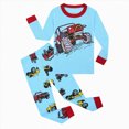 thumbnail image 1 of JUMEYU Boys Pjs Long Sleeve Crew Neck Graphic Print Top and Pants Two Piece Kids Nightwear Set 1T 2T (Sky Blue,1-2 Years), 1 of 8