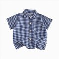 thumbnail image 1 of JUMEYU Boys Plaid Shirt Kids Little Boys Short Sleeve Button Shirt Toddler Shirt 4T 5T (Blue,4-5 Years), 1 of 3