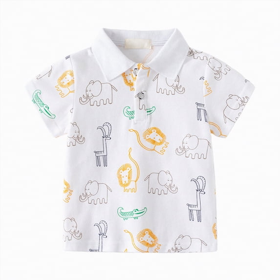 JUMEYU Boys Polo Short Sleeve Toddler Baby Boy Summer Clothes Golf Polo Shirt Short Sleeve Lapel Collar Striped Casual T-Shirt Tops 2T 3T (White,2-3 Years)