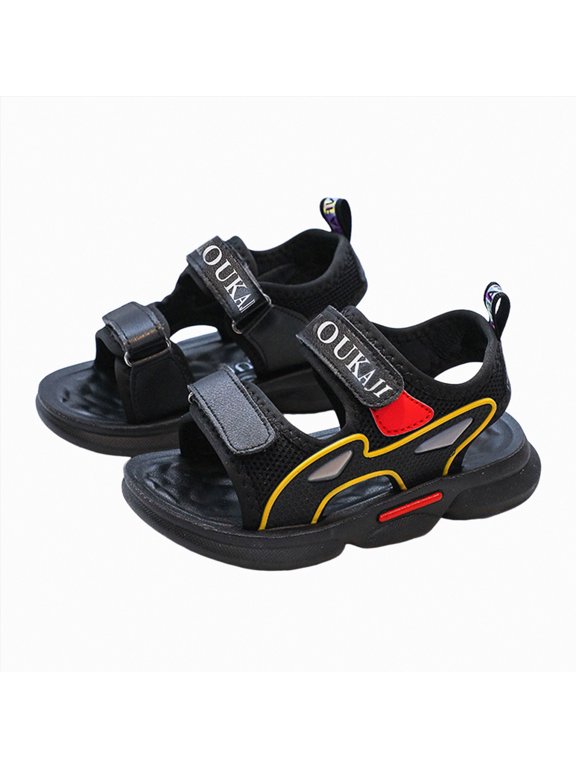 Boys Sandals Big Kids Toddler Lightweight Sandals, Soft Non-Slip Sole, Adjustable Strap, Comfortable Summer Shoes Size 9 (Black,Toddler 9)
