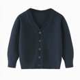 thumbnail image 1 of JUMEYU Boys School Cardigans Sweater Cardigan Toddler Baby Boys Girls Button Long Sleeve Knit Sweater School Uniforms 5T 6T (Navy,5-6 Years), 1 of 5