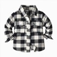 thumbnail image 1 of JUMEYU Boys Shirts Long Sleeve Toddler Boy Shirt Coat Outwear Long Sleeve Button Down Plaid Shirts Casual Shirt Jacket with Pockets 7T 8T (Black,7-8 Years), 1 of 9