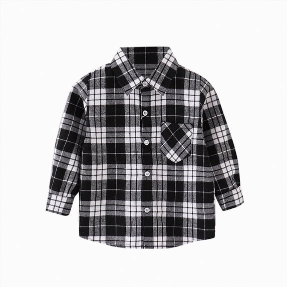 JUMEYU Boys Shirts Long Sleeve Toddler Boys Plaid Shirt Jacket Kids Long Sleeve Button down Warm Shirt Coat Top Children Fall Winter Clothes 6T 7T (White,6-7 Years)