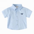 thumbnail image 1 of JUMEYU Boys Shirts Short Sleeve Toddler One Pack Baby Boys Short Sleeve Shirts Button Down Top Outwear Clothes 2T 3T (Blue,2-3 Years), 1 of 9
