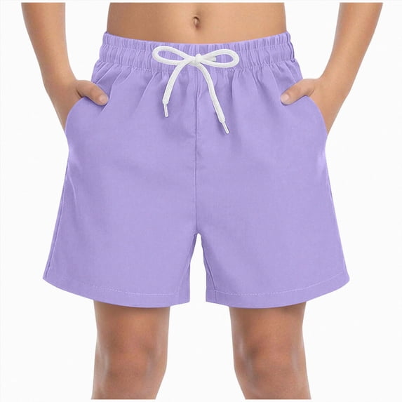 JUMEYU Boys Shorts Moisture Wicking Comfort for Play Gym School Casual Daily Wear 5T 6T (Purple,5-6 Years)