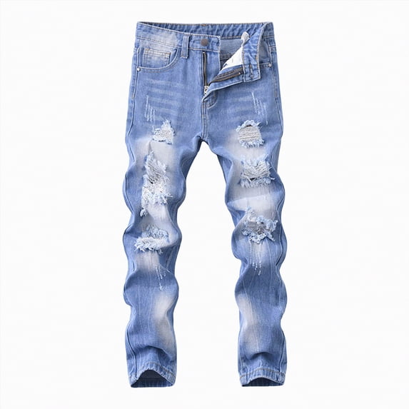 JUMEYU Boys Skinny Jeans Big Kid Jeans, Big Boys Elastic Waist Denim Pants Size 11-12 (Sky Blue,11-12 Years)