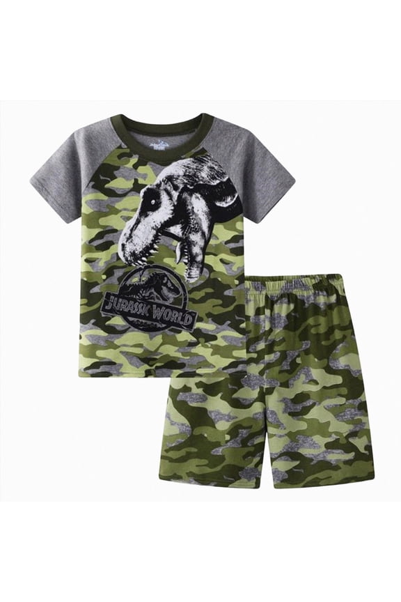 Boys Sleepwear Boys Pajamas 2 Pieces Short Set Cotton Sleepwear Size 6-7 (Camouflage,6-7 Years)