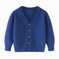thumbnail image 1 of JUMEYU Boys Sweater Little Boys Cardigan Sweater Coat Toddler Boys Long Sleeve Sweater Cardigan V Neck Uniform 5T 6T (Blue,5-6 Years), 1 of 5