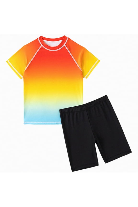 Boys Swim Set Boys Two Piece Rash Guard Swimsuits Kids Short Sleeve Sunsuit Swimwear Sets Size 10-11 Years (Red,10-11 Years)