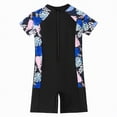 thumbnail image 1 of JUMEYU Boys Swimsuit Boys Swimming Costume Boys Swimsuit All in One Short Sleeve UV50 Protection Size 7-8 (Black,7-8 Years), 1 of 9