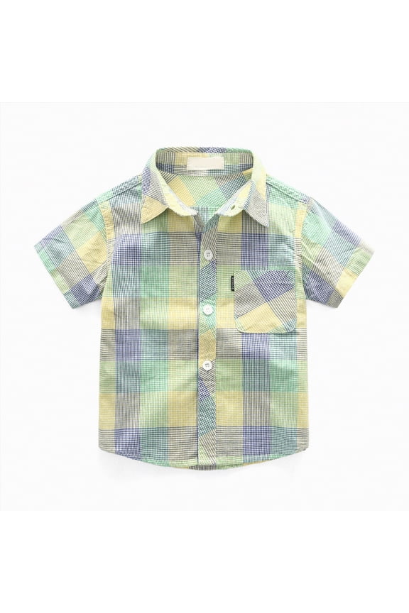 Button Up Shirt Boys Boys' Solid Collared Casual Button-Down Shirts Size 8-9 (Green,8-9 Years)