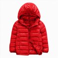 thumbnail image 1 of JUMEYU Coat Kids Girls and Boys Lightweight Hooded Puffer Jacket for Kids Zip-Up Coat (Red,6-7 Years), 1 of 4
