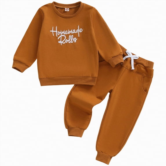 JUMEYU Cute Baby Boy Outfits Winter Toddler Baby Boy Clothes Fall Winter Sweatshirts Long Sleeve Tops Pant 2Pc Sets Toddler Outfit For Boys 3 6 9 12 24 Months 2T 3T 4T (Coffee,3-4 Years)