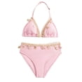 thumbnail image 1 of JUMEYU Cute Swimsuits for Girls Tankini Little Girls Two Pieces Swimsuit Color Block Stripe Swimwear Summer Beach Bathing Suit Size 8-9 Years (Pink,8-9 Years), 1 of 7