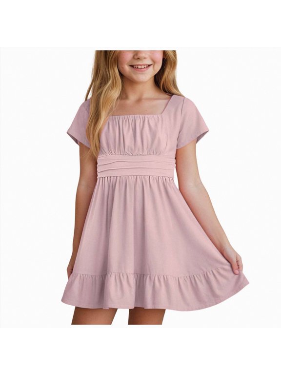 Dresses for Toddler Girls Baby Girls Long Sleeve Smocking Clothing Toddler Fall Floral Smocked Dress Vintage Dresses 4T 5T (Light Pink,4-5 Years)