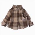 thumbnail image 1 of JUMEYU Flannel Baby Kids Autumn Winter Coat Toddler Boys Shirt Coat Jacket Plaid Long Sleeve Kids Button Tops Outwear 1T 2T (Brown,1-2 Years), 1 of 9