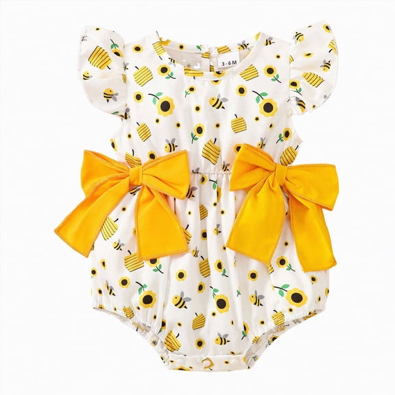JUMEYU Girl Bodysuit Newborn Baby Girls Clothes Funny Baby Bodysuits 0 3 6 9 12 18 24 Months (Yellow,18-24 Months)