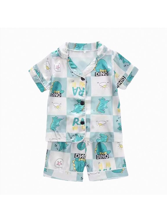 Girl Pajama Set Toddler Pajamas Short Sleeve Prints T Shirt Tops Shorts Kids 2Pc Set Outfits Pjs Girls 4T 5T (Mint Green,4-5 Years)