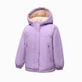 thumbnail image 1 of JUMEYU Girls Fleece Lined Jacket Warm Windproof Hooded Zip Up Kids Winter Coat with Pockets Sizes 1-14Y (Light Purple,1-2 Years), 1 of 7