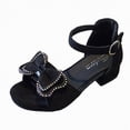 thumbnail image 1 of JUMEYU Girls Heels Girls Sandals Chunky Pump Ankle Strap High Heels Dress Open Toe Flower Party for Little Big Kid Size 1.5 (Black,Big Kids 1.5), 1 of 6