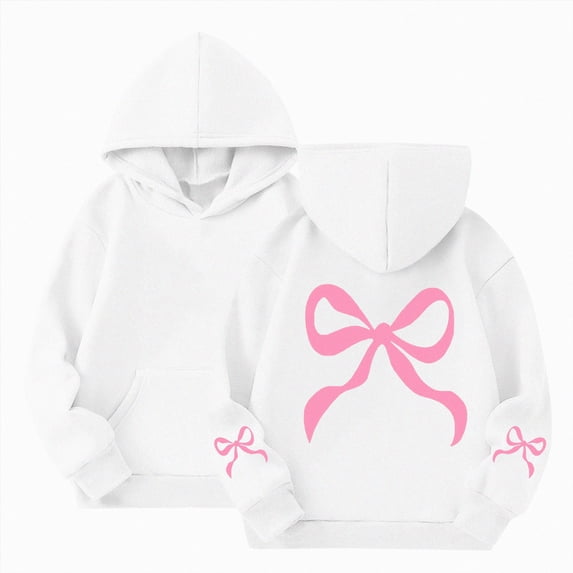 JUMEYU Girls Hoodie Hoodies for Teen Girls Trendy Cute Long Sleeve Print Sweatshirts Pullover Tops 5T 6T (White,5-6 Years)
