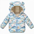 thumbnail image 1 of JUMEYU Girls Kids Coats Floral Bear-Ear Hood Puffer Jacket for Girls Zip-Up Winter Coat (Sky Blue,5-6 Years), 1 of 7
