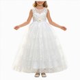 thumbnail image 1 of JUMEYU Girls Lace Embroidery Long Dress Sleeveless Flower Party Performance Evening Gown Dresses 7T 8T (White,7-8 Years), 1 of 7