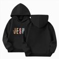 thumbnail image 1 of JUMEYU Girls Long Sleeve Hooded Shirt Girls Hoodie Shirts Casual Long Sleeve Hooded Pullover Tops Loose Kids Clothes 4T 5T (Black,4-5 Years), 1 of 6