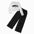 thumbnail image 1 of JUMEYU Girls Lounge Set Girls Pant Sets 2 Piece Fall Outfits, Long Sleeve Clothing Sets, Ribbed Knit Top and Flared Pants Size 12-13 (Black,12-13 Years), 1 of 9