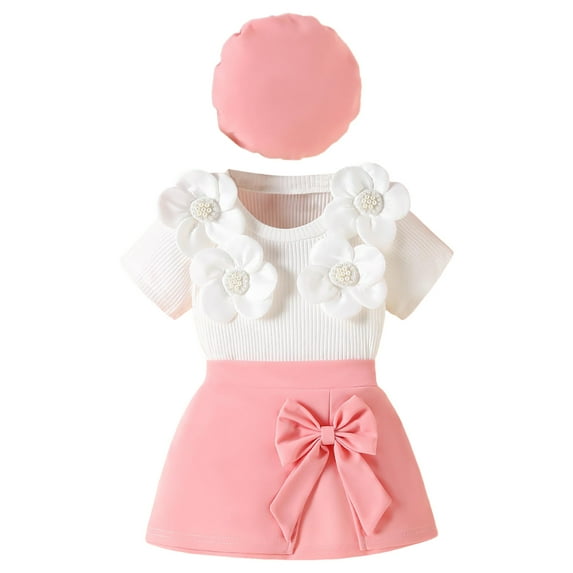 JUMEYU Girls Outfits Toddler Kids Girls 2 Pieces Skirt Set Shirt and Plaid Skirt Outfits 2T 3T (Pink,2-3 Years)