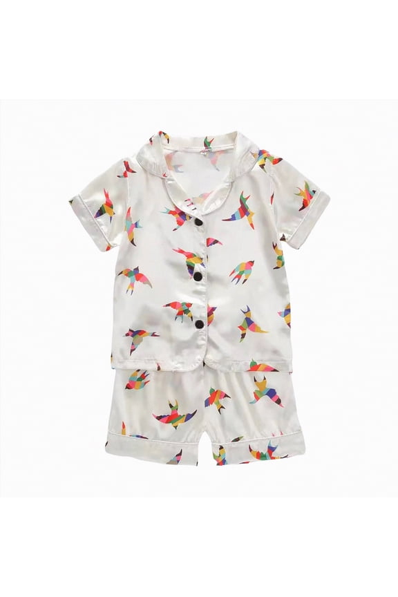 Girls Pajamas Set Summer Short Sleeve Pajamas Set for Toddler Girls Striped PJS Cute Jammies Set 12 18 Months (Beige,12-18 Months)