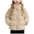 thumbnail image 1 of JUMEYU Girls Puffer Coat Baby Girl Winter Coat Toddler Jackets Warm Down Outerwear with Hooded 3T 4T (Khaki,3-4 Years), 1 of 6