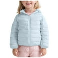 thumbnail image 1 of JUMEYU Girls Puffer Jackets Girls Winter Puffer Lightweight Coat Thick Padded Soft Fleece Jacket with Hood Size 9-10 (Sky Blue,9-10 Years), 1 of 9