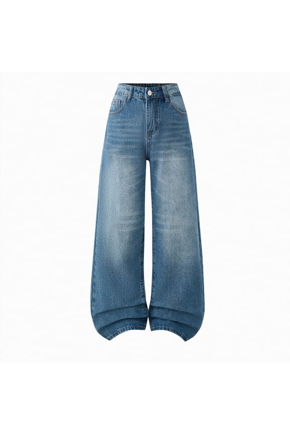 Girls Ripped Jeans Kids High Waisted Ripped Jeans Girls Casual Loose Fit Denim Pants Size 15-16 (Blue,15-16 Years)