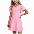 thumbnail image 1 of JUMEYU Girls Sun Dress Girls Summer Strap Dresses Flowy Tiered Ruched Smocked Back Casual Beach Sundress Size 13-14 (Pink,13-14 Years), 1 of 8