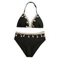 thumbnail image 1 of JUMEYU Girls Swimsuit with Skirt Girls Swimsuit Bikini Set,2 Piece Girl Bathing Suits Color Block Cutout Swimwear Size 10-11 Years (Black,10-11 Years), 1 of 6