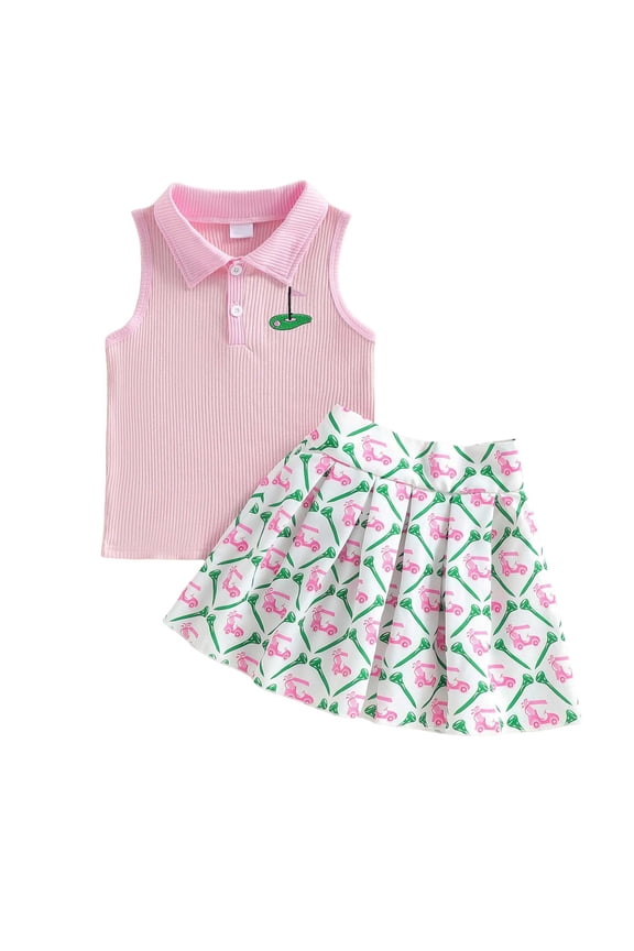 Girls Two Piece Skirt Sets Girls Skirt Set - 2 Piece Short Sleeve Performance T-Shirt and Fashion Skirt 4T 5T (Red,4-5 Years)