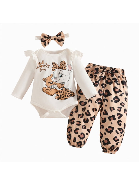 Infant Girl Outfits Newborn Outfit Girl Rib Knit Romper Long Pants Headband Baby Clothes for Girls 0 3 Months (White,0-3 Months)