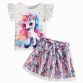 thumbnail image 1 of JUMEYU Infant Outfits for Girls Toddler Baby Girl's 2 Piece Cute Outfits Button Down Shirt and Denim Overall Skirt Sets 2T 3T (Purple,2-3 Years), 1 of 6