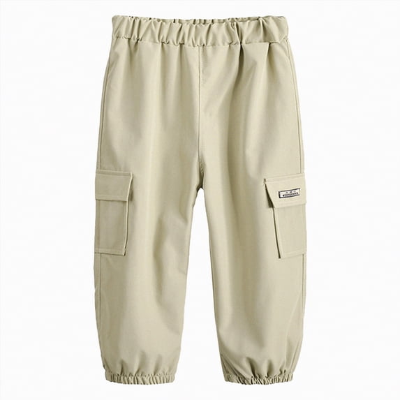 JUMEYU Infant Pants Girl Toddler Kids Baby Boy Girl Cotton Linen Elastic Basic Harem Long Pants Bloomers Casual Joggers 6 12 Months (Khaki,6-12 Months)