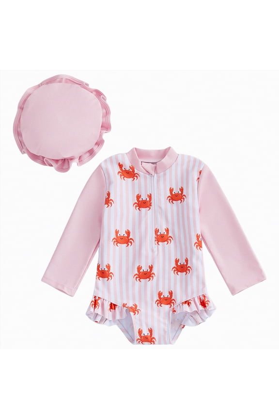 Infant Swimsuit Girl Baby Girls Swimsuit One piece Zipper Swimwear Baby Toddler Girls Bathing Suit Rash Guard Swimming Sunsuit 2T 3T (Hot Pink,2-3 Years)