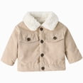 thumbnail image 1 of JUMEYU Jacket for Baby Girls Baby Corduroy Jacket with Sherpa Collar Button-Up Winter Coat 12 18 Months (Khaki,12-18 Months), 1 of 8